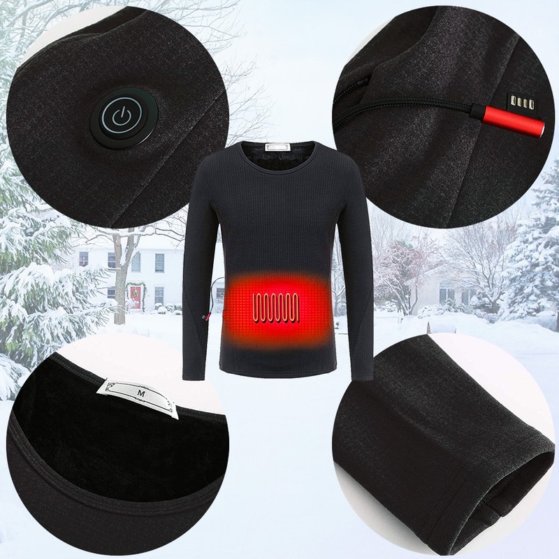 Heated Thermal Underwear for Men Women Temperature Adjustable Thermal Long