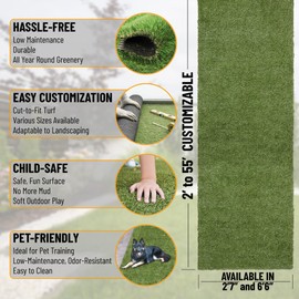 Sweet Home Stores Lifelike Artificial Grass Area Rug 5x7 Indoor/Outdoor with Drainage Holes, Customizable Thick High Pile for Backyards, Patio, Bedroom Rug, 5' x 6'6"