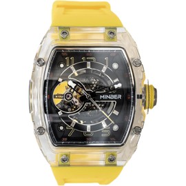 MINBER M9027G-YW Automatic Watch, Automatic Watch, Men's, Casual, Business, Sporty, Lightweight, Waterproof, Yellow, yellow