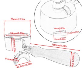 DIBTSA 58mm Portafilter Compatible with Gaggia, Double Spouts 2 Ears, with 304 Stainless Steel Reusable Filter Basket and Wood Handle, Espresso Machine Replacement Parts