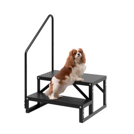 COZONY RV Steps with Handrail, 2 Step RV Steps, Anti-Slip Panel, 660lb Capacity Hot Tub Steps, Portable Trailer Ladder for Outdoor, Camping, Travel