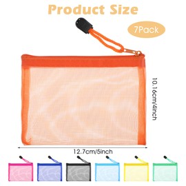 Small Zip Pouch, Mesh Zipper Bag Purse Organizer Pouches Makeup/Cosmetic Bag Travel Toiletry Bags Coin Pouch Daily Accessories（7PCS）