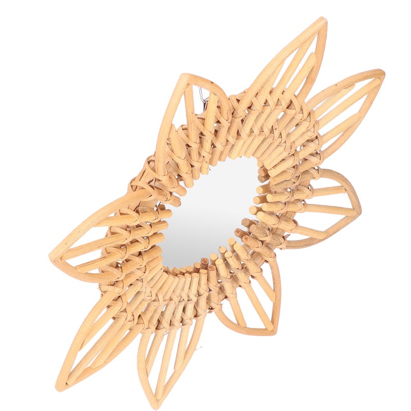 Rattan Innovative Art Decoration Makeup Mirror Retro Dressing Bathroom Wall