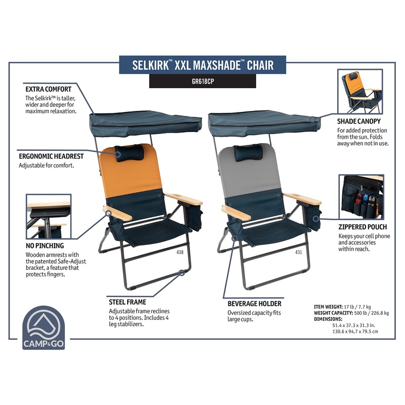 CAMP & GO Selkirk Outdoor Oversized Heavy Duty Comfort Folding