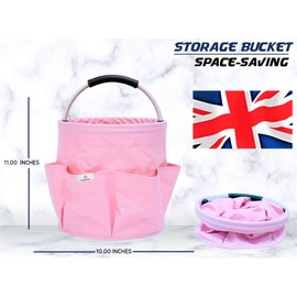Heather UK Cleaning Bucket Organiser Caddy with Handle Cushioned Bag for Cleaning Products Organiser Cleaning Hamper Cleaning Caddy with Handle, Buckets for Storage Basket Housekeeping Soft Grip(Pink)