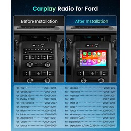 Podofo 2G 64G Radio for Ford F150 F250 F350 Fusion Edge Explorer Expedition Car Stereo,7inch 1080p IPS Touchscreen F-150 Stereo with Wireless Carplay Android Auto GPS WiFi FM/RDS EQ Backup Camera