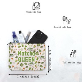 MAOFAED Matcha Gift Matcha Queen Cosmetics Bag for Women Matcha Lover Gift Tee Enthusiast Gift Zipper Pouch (Matcha queenCA)