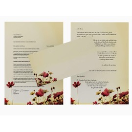 Writing Paper Set 100 Pieces Sunny Flowers 50 Sheets DIN A4 Writing Paper 50 DIN Long Envelopes without Window