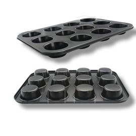CRYSTAL CROWN Muffin Tray 12 Cup Muffin Pan, Non-Stick Muffin Cupcake Tin, Baking Mould for Muffins or Cupcakes, Bakeware 33 x 25 x 3 cm