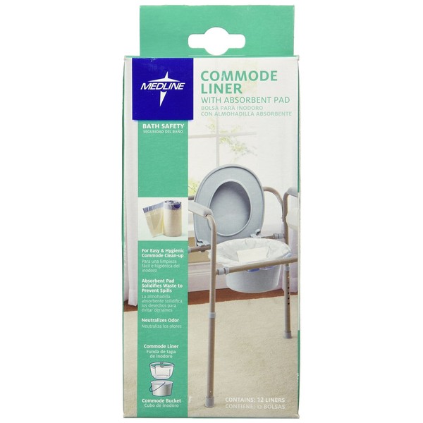 Medline Commode Liners with Absorbent Pad, 12 Count