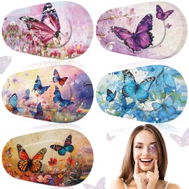 Geiserailie 50 Pcs Disposable Eye Patches for Adults with 5 Styles Butterfly Designs Gentle Removal Eyepatches Adhesive Eyepatches for Lazy Eye Women Girl Valentine Gift