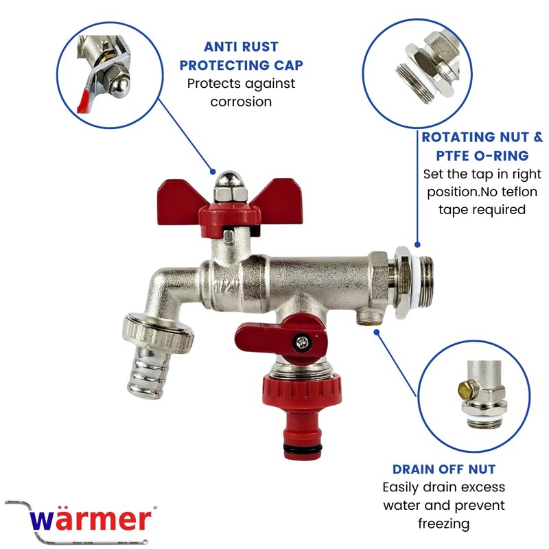 Wärmer System Outside Wall Mounted 1/2 inch Garden Tap with