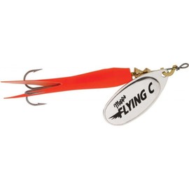 Mepps Flying C Single Hook Fishing Lure, 7/8-Ounce, Hot Orange Sleeve/Silver Blade