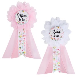 Diartpaint Wildflower Mom to Be Dad to Be Corsage Pins Wild Flower Baby Shower Party Favor Flower Floral Button Tinplate Badge Pin for New Parents Wildflower Gender Reveal Party Gift Supply Photo Prop