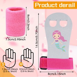 2 Pairs of Grip Pads Children, Abeillo Cross Training, Gymnastics, Pull Up Grips for Children, Hand Grips Leather Training Gloves and Wrist Bandages, Fitness Set for Girls Boys (Black, Pink, M)