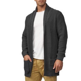 Indicode Anaheim Men's Cardigan with 2 Patch Pockets Winter Jacket Cardigan, Dark grey
