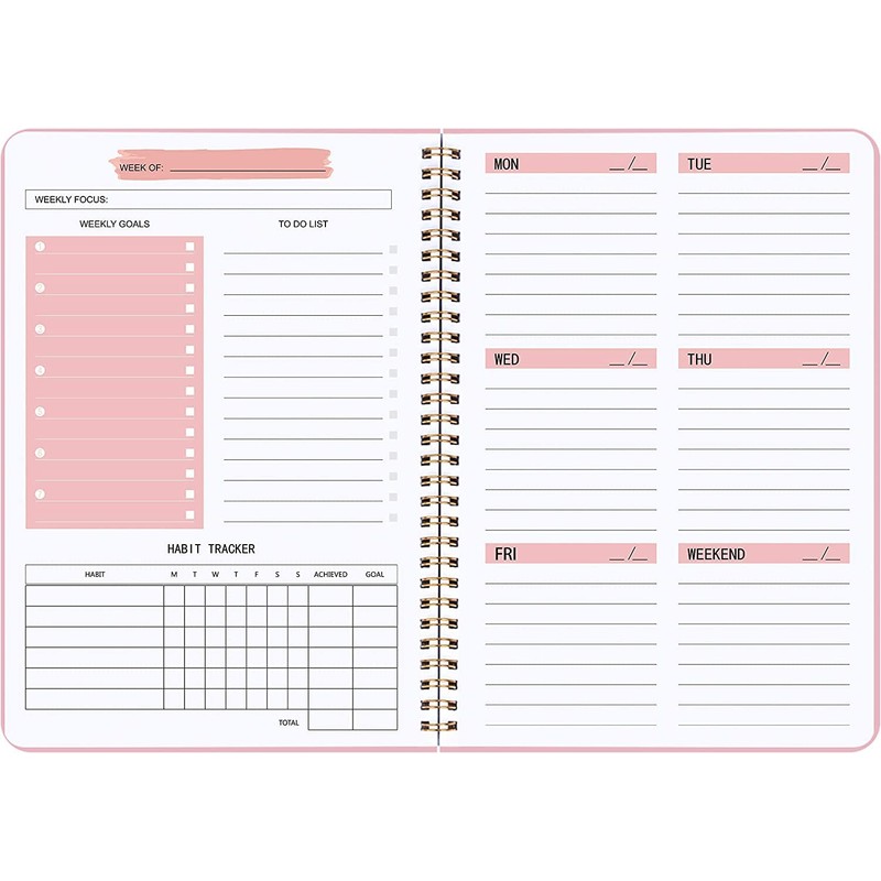 Moseem Weekly Planner Notebook, Undated A5 Planner Notebook Daily Planner