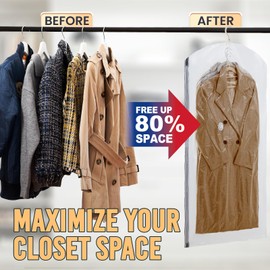 TAILI Hanging Vacuum Storage Bags with Electric Air Pump, 2 Long 2 Short, Vacuum Sealer Bags for Clothing, Space Bags for Coats, Closet Organizers