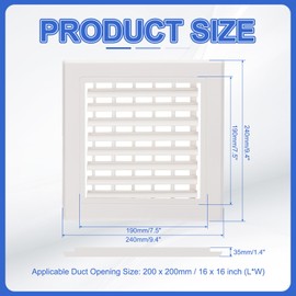 PATIKIL 8x8 Inch Plastic Ventilation Grille, Adjustable Outlet Air Vent Grilles Removable Vent Filter Cover with Built-in Mesh Screen for Wall or Ceiling HVAC Vents, White