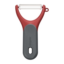Zyliss Tomato Peeler, Y-Shaped Extra Sharp Serrated Edge, Kiwi Peeler with Comfortable Handle Made of Sustainable Wheat Straw, Safety Cover, Stainless Steel, Dishwasher Safe, E950049