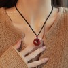 Red Natural Cinnabar Peace Buckle Pendant Thick Version Jade Necklace