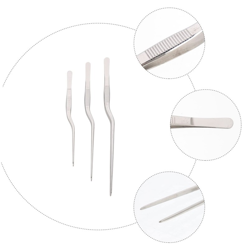 GRIRIW 3pcs Multi-use Surgical Tweezers Fish Bone Tweezers Pig Hair