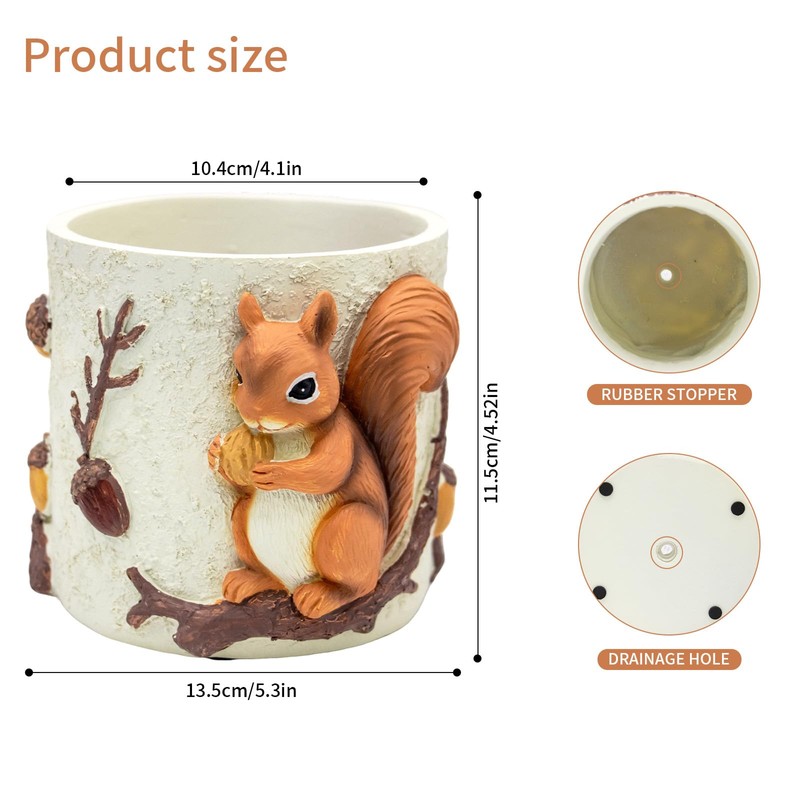Unique Squirrel Plant Pots Cute Succulent Pots with Drainage Hole