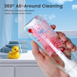 Electric Bottle Brush Cleaner, Silicone Baby Bottle Brush, Waterproof Electric Baby Bottle Brush Cleaner with Silicone Bottle/Nipple/Straw Brush, 360° Rotation – Perfect Essentials for New Parents