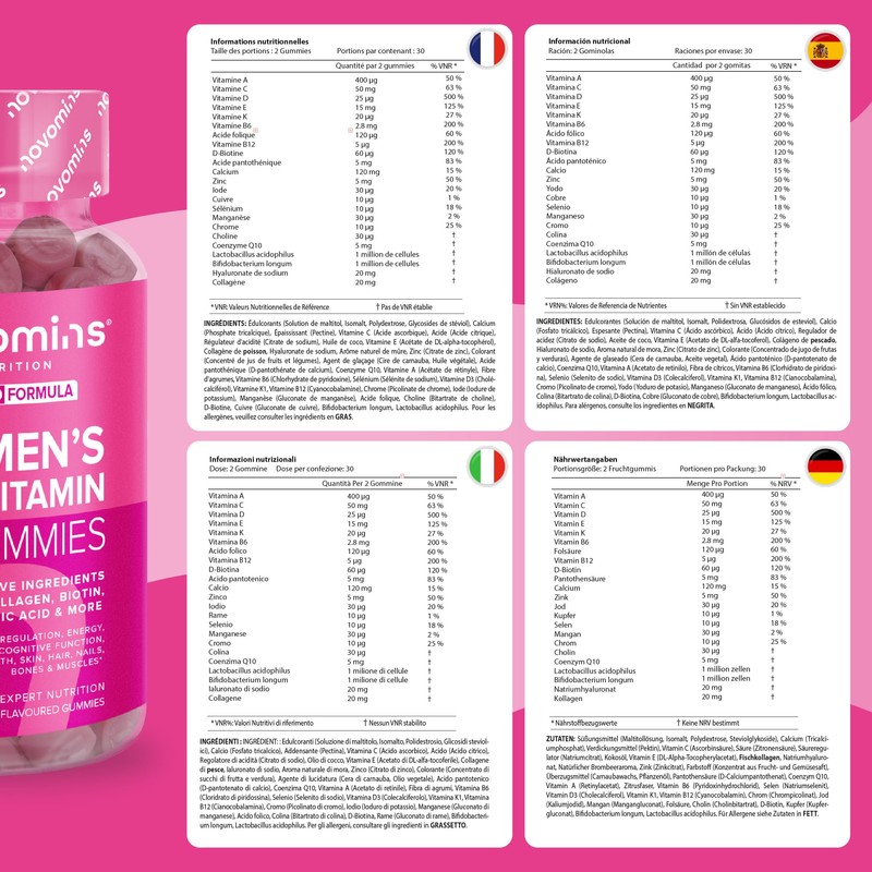 novomins Womens Multivitamins Gummies & Minerals with Marine Collagen &