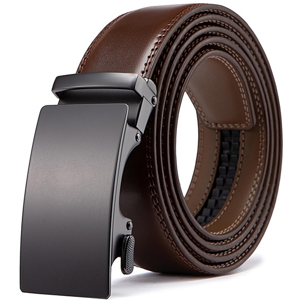 Acewin Men's Leather Belt, Adjustable Automatic Buckle Mens Belt, 1