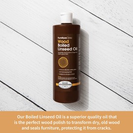 Furniture Clinic Boiled Linseed Oil for Wood Furniture & More Restore a Finish for Furniture, Table Tops, Stone & Metal Wood Care for Interior Oak, Pine, Teak & More Glossy 8.5oz Refined Oil