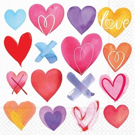 DESIGN DESIGN Colorful Hearts Luncheon Napkin, Party Supplies