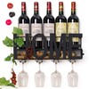Wall Mounted Metal Wine Rack 4 Long Stem Glass Holder