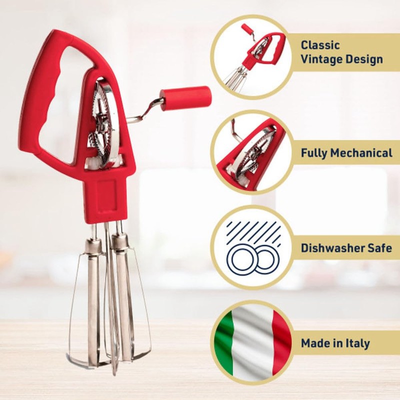Rotary Egg Beater Manual Hand Crank Mixer - Stainless Steel