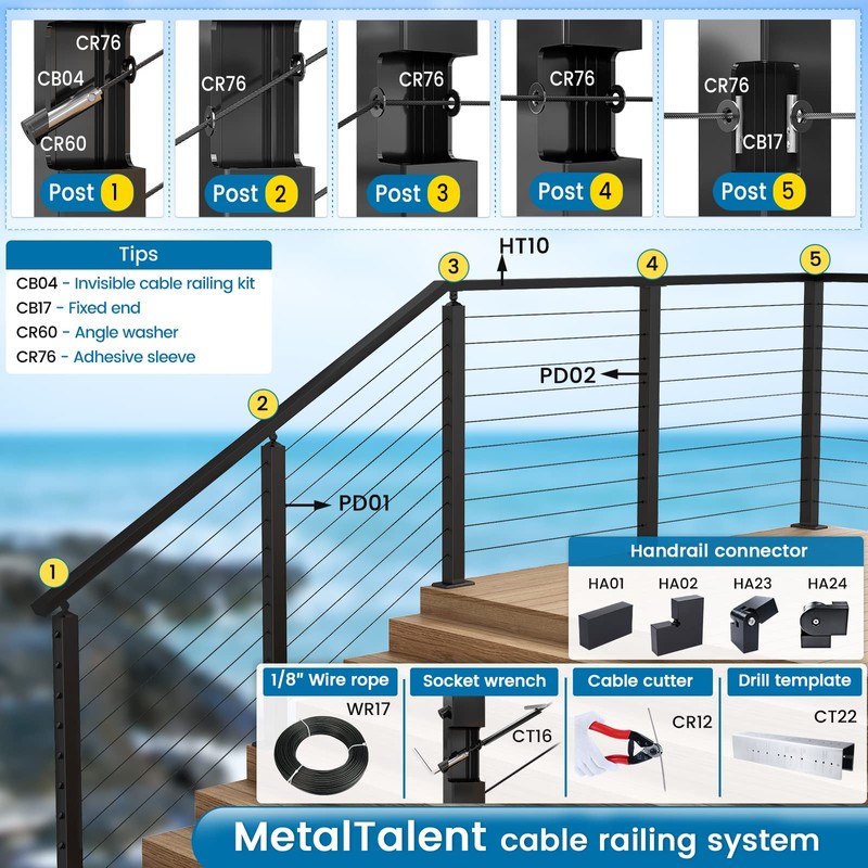 [Patent] Muzata 10 Pack 1/8" Black Swageless Invisible Cable Railing