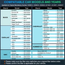 Cabin Air Filter Replacement Car AC Filter for CF11966, Compatible with Buick, GMC, ATS CTS CT4 CT5 CT6, Silverado 1500 2500 3500, Hummer ev, Replace Part for CF11966, 13356914, 13356916, 1 Pack