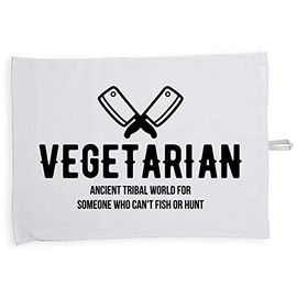Hippowarehouse Vegetarian ancient tribal word for someone who can't fish or hunt Tea Towel Eco Printed Dish Cloth Kitchen accessory 50cmx70cm 100% Cotton