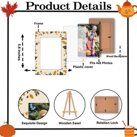 HJLLOQR Fall 4x6 Picture Frame, Autumn Leaves Wooden Photo Frame for Home & Office Decor, Thanksgiving Party Gift for Women, Men & Friends -D11