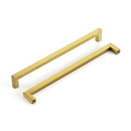 HOME EDIT 5 Pack Gold Square Kitchen Cabinet Handles 10 Inch Brushed Brass Drawer Pulls Brass Dresser Handles Cupboard Door Handles for Cabinet Hardware Kitchen Drawer Pulls