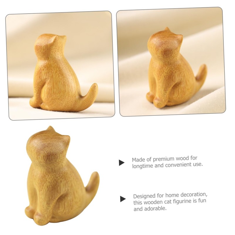 BIUDECO Cat Figurine Small Sitting Kitten Sculpture for Home Decoration