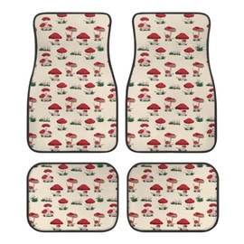 Apricot Mushrooms Print Colorful Car Floor Mats for Most Cars Sedan SUV Truck,All Weather Front & Rear Automotive Floor Mats,4 Pieces