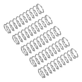 sourcing map Compression Spring, 5Pcs 304 Stainless Steel, 4mm OD, 0.4mm Wire Size, 15mm Free Length, Silver Tone