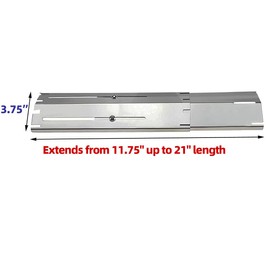 ADJH001 (4-Pack) Heat Plates Extends from 11.75" up to 21" Adjustable Stainless Steel Heat Shield, Grill Heat Tent, Flavorizer, Bar Burner Cover, Flame Tamer for Gas Grill Parts