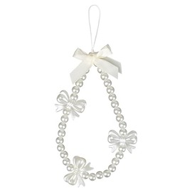 FACHOI Phone Charm Strap, Beaded Phone Bracelet Straps White Bow Pearl Cellphone Wrist Strap Lanyard Anti Lost for Women Girls Cellphone Bag & Key Accessories F4-ZZHDJSJL