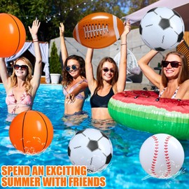 YoXinKau Beach Balls Water Play 4PCS/8PCS/12PCS Beach Toys Summer Classic Event Travel Sea Game Bathing Outdoor Inflated Diameter 28CM(4)