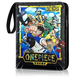 One Piece Cards Scrapbook 50 Pages 400 Cards Capacity Trading Cards Album for Collection of Playing Cards for Children PU Portable Waterproof Card Holder (4 Compartments) A