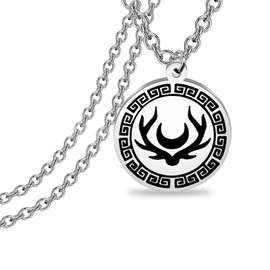 CENWA Stainless Steel Goddess Of The Hunt Amulet Pendant Necklace Greek Jewelry, Metal, No Gemstone