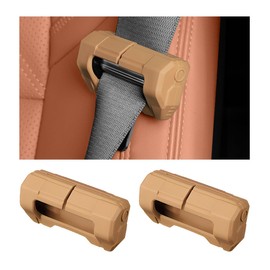 Wevdn 2 PCS Car Seat Belt Buckle Covers, Anti-Scratch Silicone Car Seatbelt Buckle Protector, 7 Color fashion Seat Belt Clips Cover Protector for Car Safety, Car Accessories (Brown)