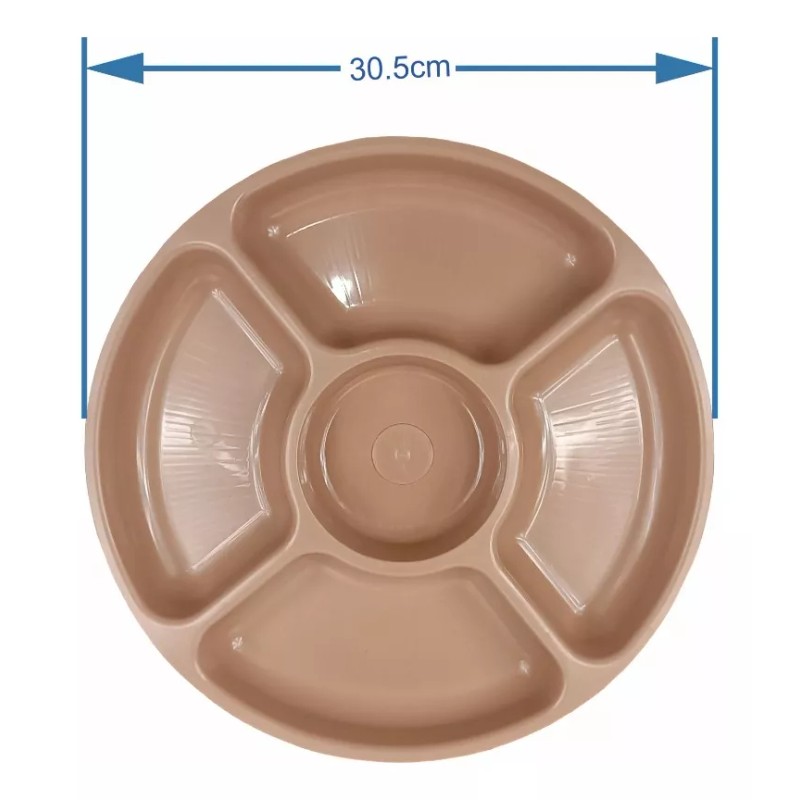 Boris 12 Botaneros Dip Redondos Plástico Cafe 5 Cavidades 30.5cm