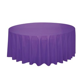 Unique 47039 Round Plastic Tablecloth-2.13 m-Neon Purple